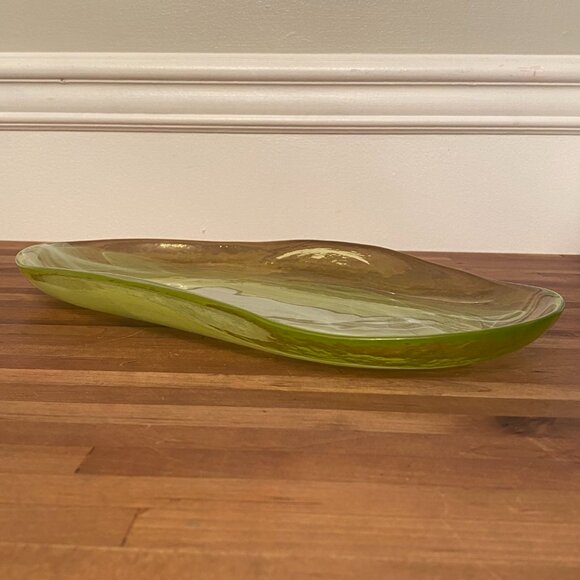 Vintage Serving Platter Green and White Glass Plate - Picture 8 of 8